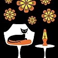 Mid Century Tulip Chair with Orange Mod Flowers