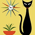 Tabletop Cat with Starburst Clock